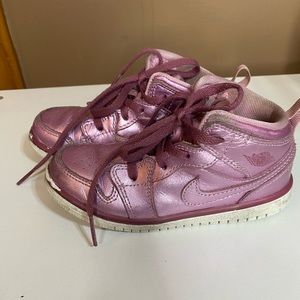 Kids/Toddler Size 9 metallic pink Nike Air Jordans